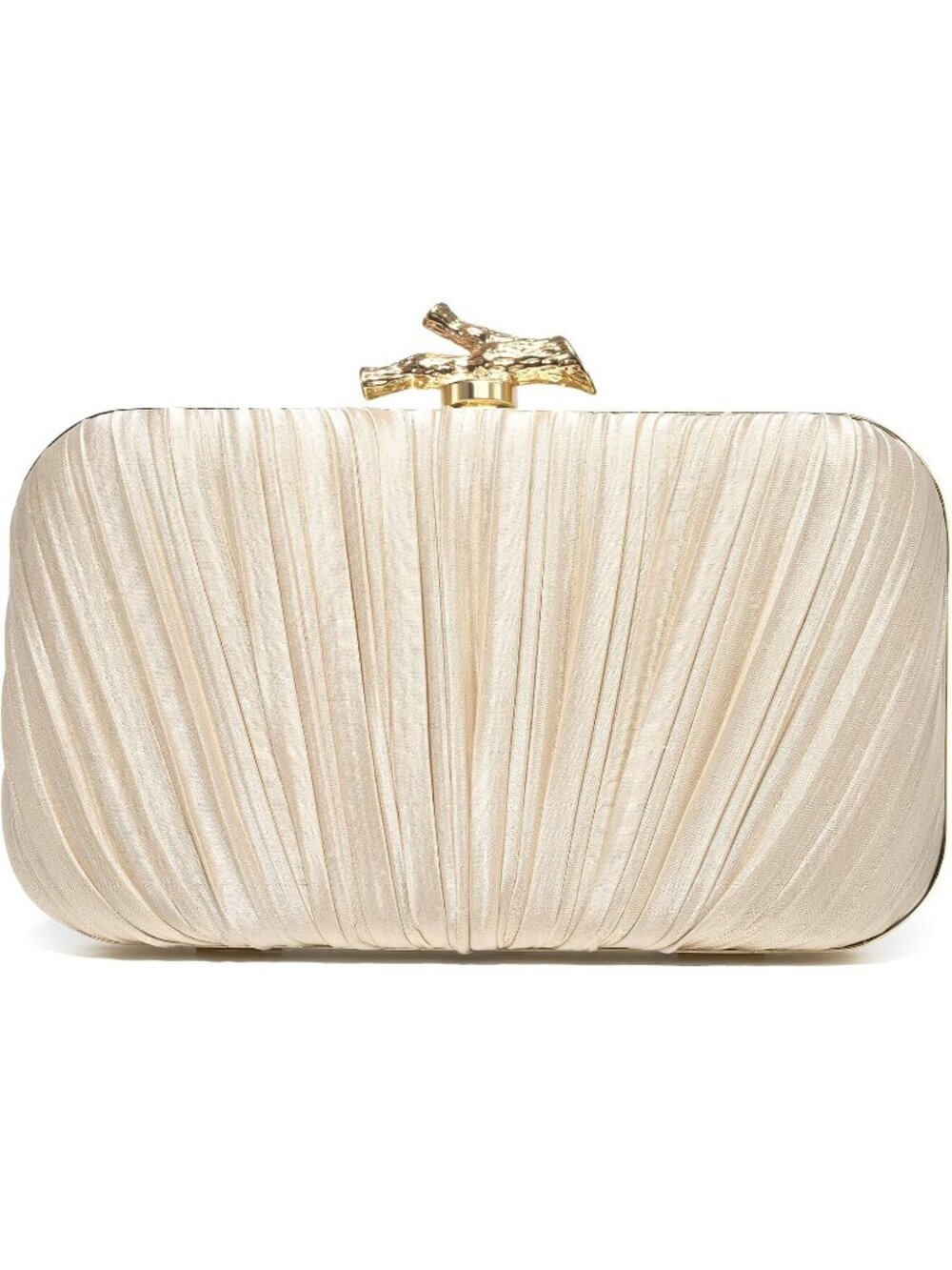 Women's Champagne Gold Pu Leather Clutch Purse Formal Chain Evening Wedding Bag